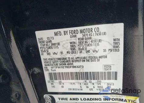 2013 Ford F-150 Fx4 z USA, uszkodzony, nr VIN 1FTFW1ET8DFB63273